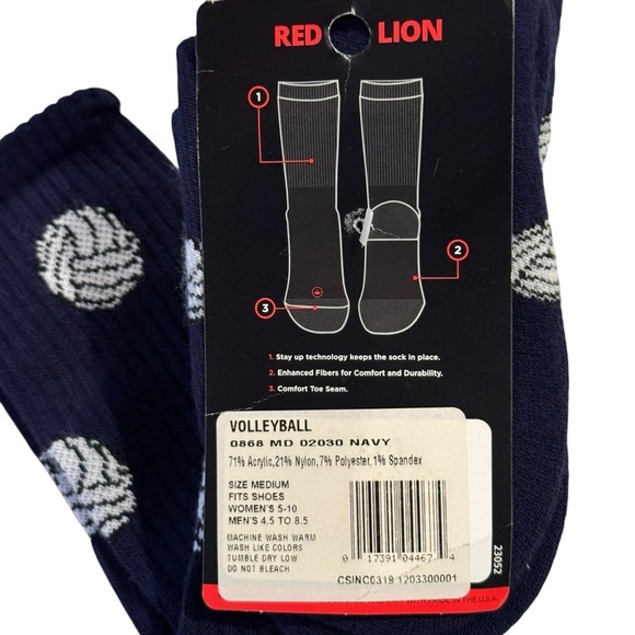 Red Lion Navy Volleyball Socks Medium Crew - Picture 3 of 5